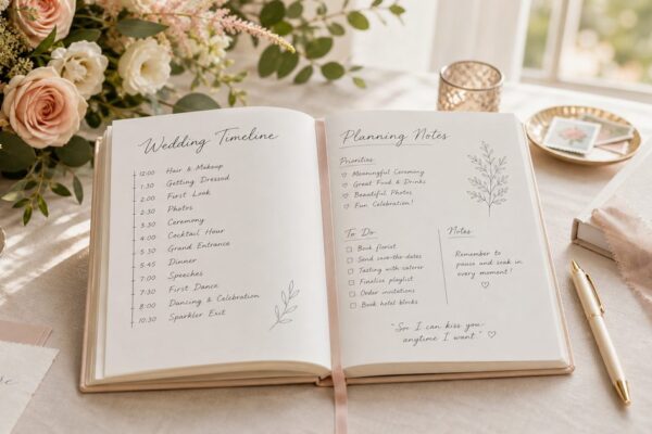 Bruiloft draaiboek maken: voorbeeld tijdsindeling van ceremonie tot feest